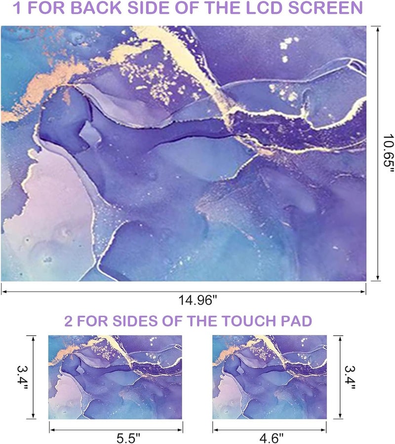 DINKY Laptop Skin Sticker Decal, 12" 13" 13.3" 14" 15" 15.4" 15.6 inch Laptop Universal Reusable Vinyl Skin Stickers Cover Art Decal Notebook PC Personalized Protector-Purple Marble - Image 3
